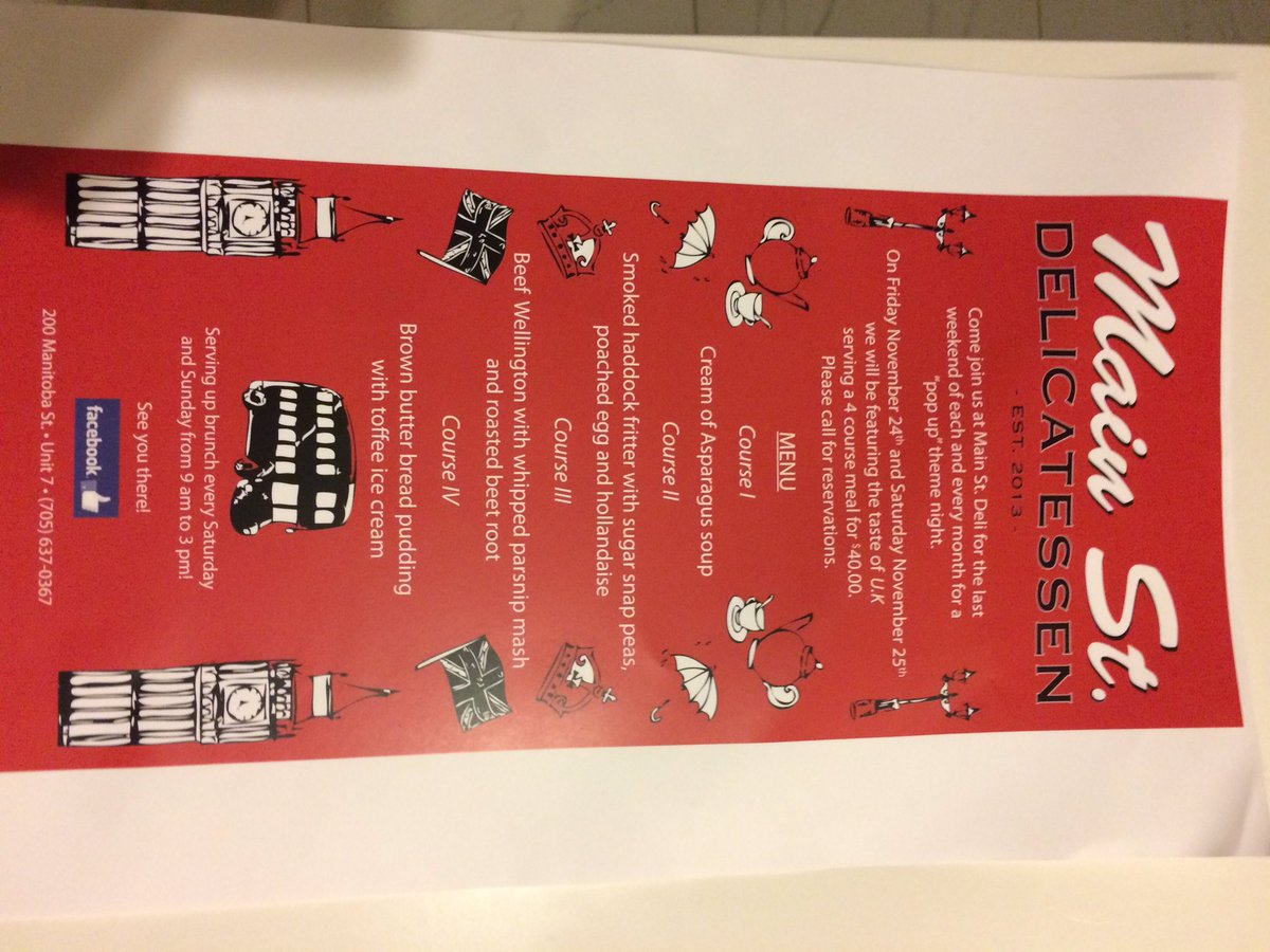 ELLLO! Main St. calling to the folks of #Bracebridge This Friday Nov 24th and Saturday Nov 25th for a taste of the U.K! In # Muskoka If you're marvin we've got a cure for what ales ya not to mention our 4 course meal goes great with a bevvy!