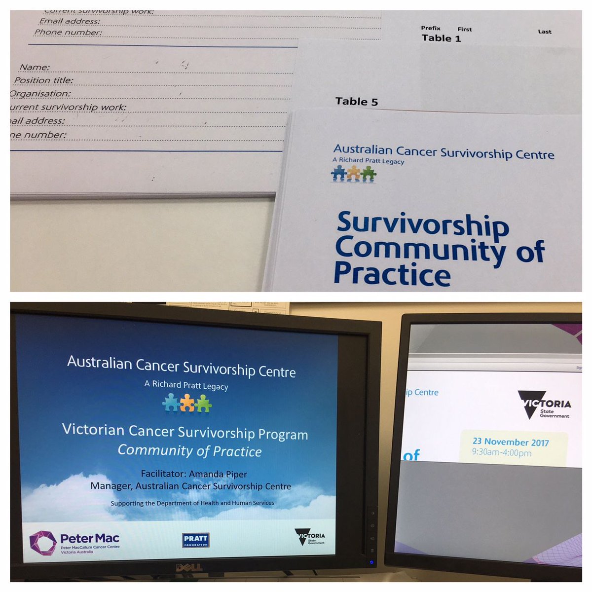 AmandaPiper_au's tweet photo. Looking forward to another interactive Survivorship Community of Practice event on Thursday, here in Melbourne, We are just putting the final touches to the info packs and table allocations! #petermacCC #ACSC #SurvivorshipCoP https://t.co/fvR9A452Kj