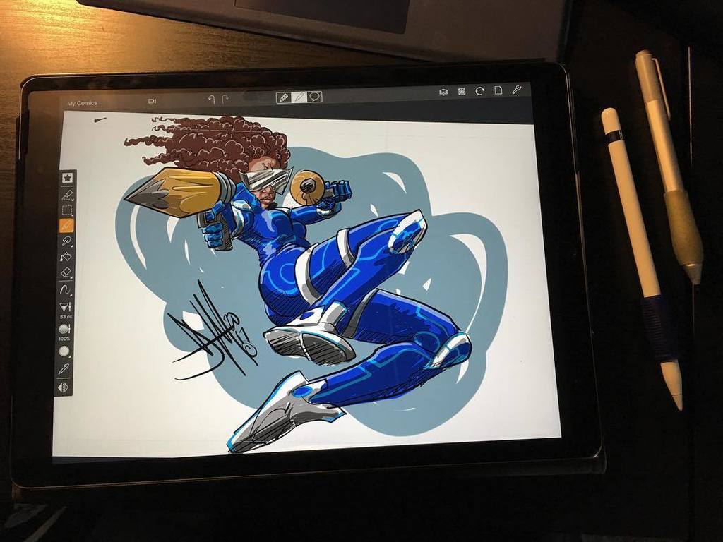 deltatangomike's tweet image. Loving the feel of drawing and the comic page tools in @comicdrawapp, plus I’ve also found the screen recording options in iOS 11! 
Get with @prime_vice studios to get your comic book skills up.

Edited on @adobecreativecloud #madeonmobile #PremiereClip #MadeWithClip 
#GetYo…