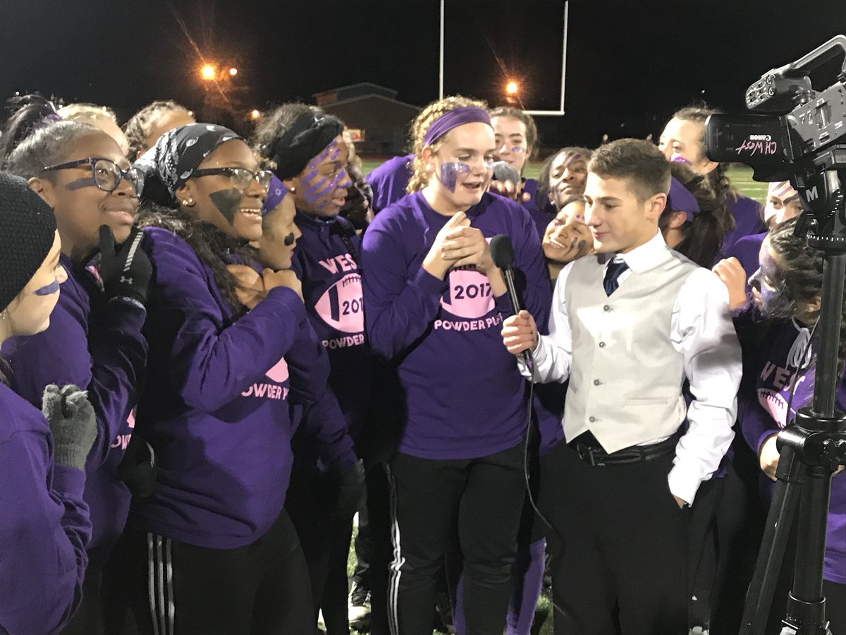 Mr_Ansert's tweet photo. Congrats to the Junior/Sophomore team for a 7-6 victory in tonight’s #SpiritWeek Powderpuff game. Chris G interviewing MVP Meghan Davis. 🦁🏈🦁 https://t.co/MSR4Ws494y