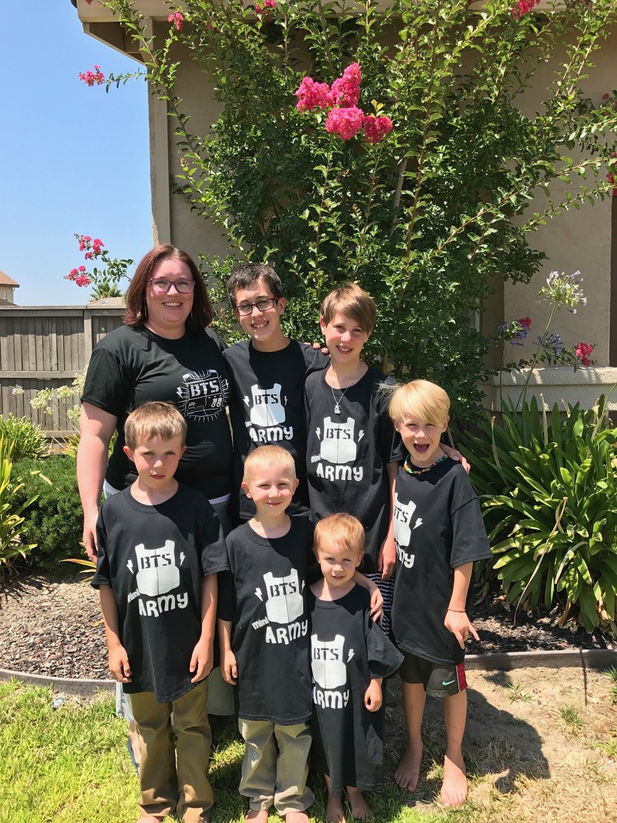 honeymadegraham's tweet photo. Hi I'm 35 (today) &amp; a mother of 6 children (my own mini ARMY). I became ARMY in 2015 &amp; our home (&amp; Van) has been full of music &amp; dancing ever since. @BTS_twt has brought us closer together &amp; I'm grateful to them for sharing their talents with us all. #BTSisNotYourAverageBoyBand https://t.co/6S8WLAtX6S
