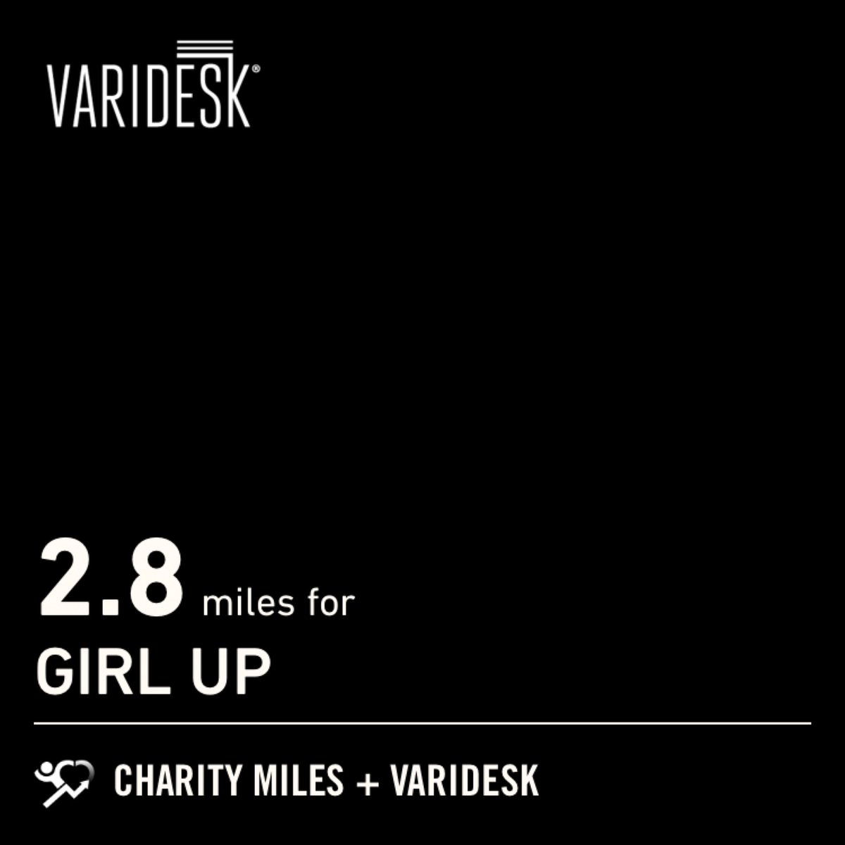 sarahclundgren's tweet photo. I stand with @GirlUp by going 2.8 @CharityMiles. Thanks to @VARIDESK for sponsoring me! https://t.co/hYuuy81dvA