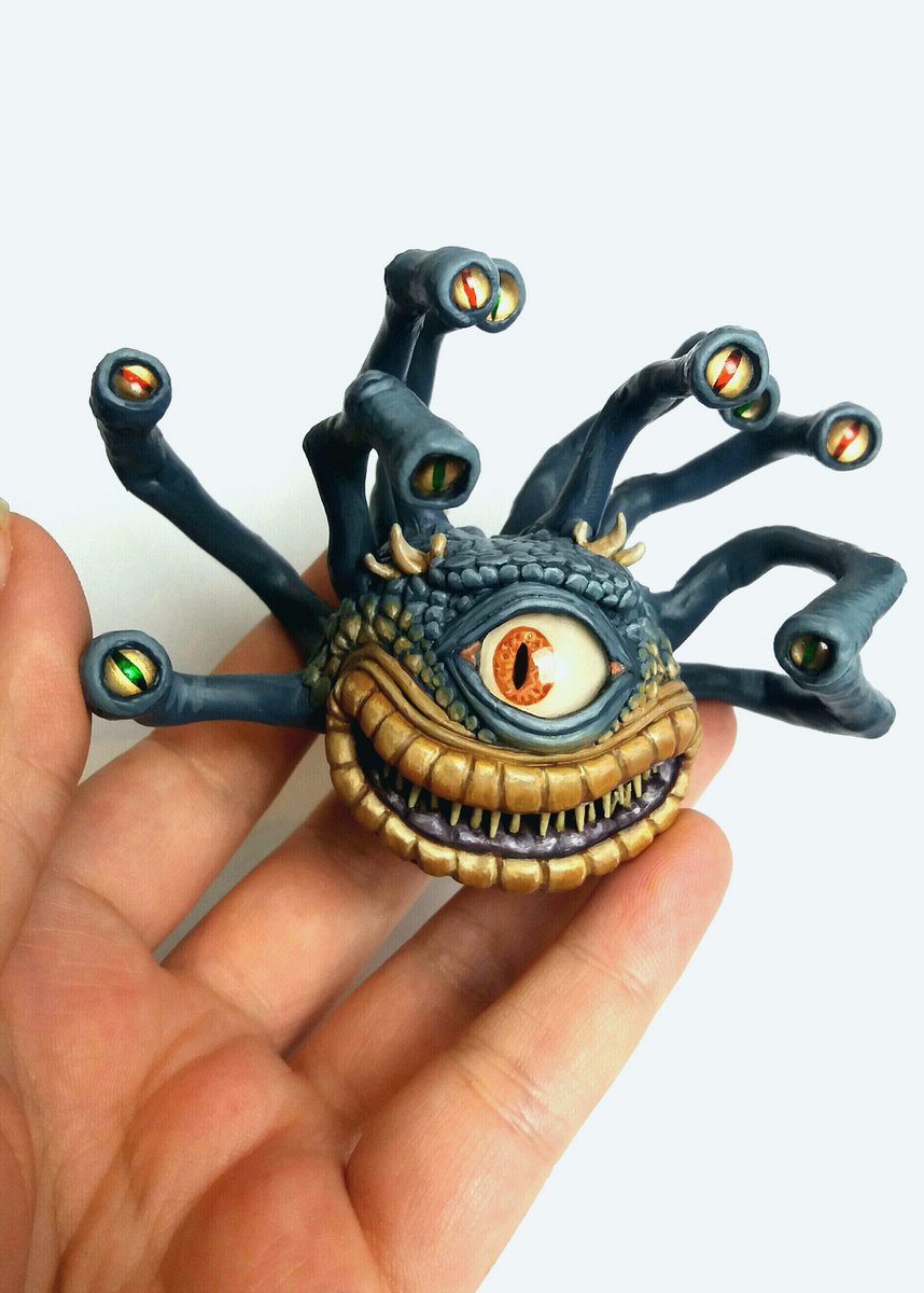 Raven_elf's tweet photo. Painted my #Xanathar  #Beholder (with larger eyestalks) for my Patreon prize 😃 Tried to match the cover art but too hard for my 1st try 😅
 Base and Goldfish bowl to make now #DnD #WIP https://t.co/gxbkgIYHoP