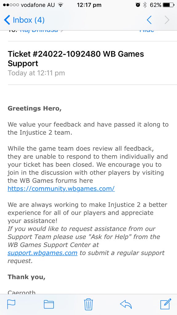 Dhindsa55's tweet photo. @Injustice2Go That's the reply I got continuesly 3rd time, is that the way you look after your  valueable players, I'm spending real money continuesly on INJ2 mobile.
But I'm very disappointed now with continuesly getting the same reply. 
I'll not spend any money from now.
Very bad support . https://t.co/q1Jrbj9Kmr