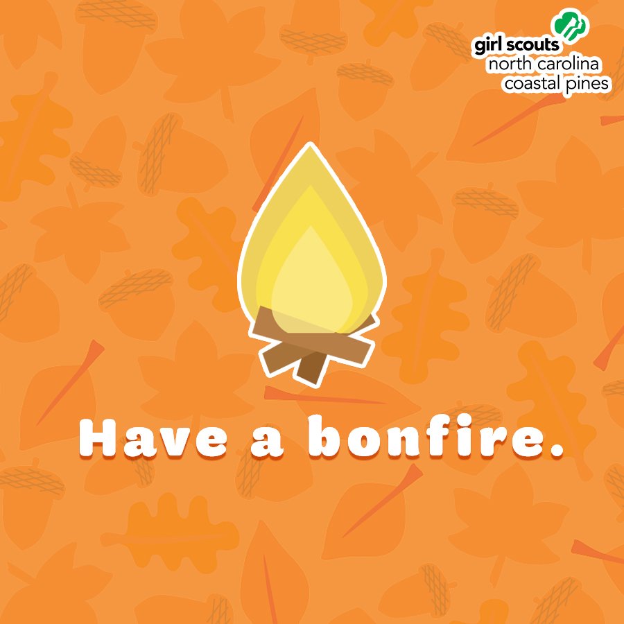 GirlScoutsNCCP's tweet photo. Gather your troop and spend an evening around a bonfire! #AutumnActivity https://t.co/cYCbsADj3d