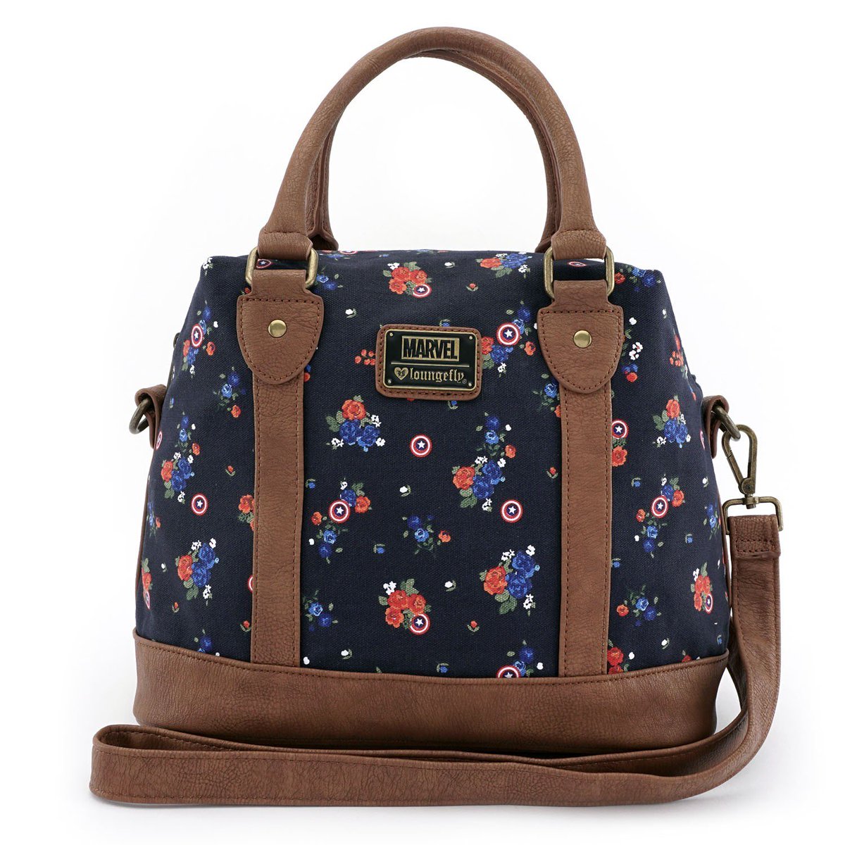 RT &amp; follow <a href="/Loungefly/">Loungefly</a> for the chance to win this Captain America Floral Canvas Crossbody Bag!