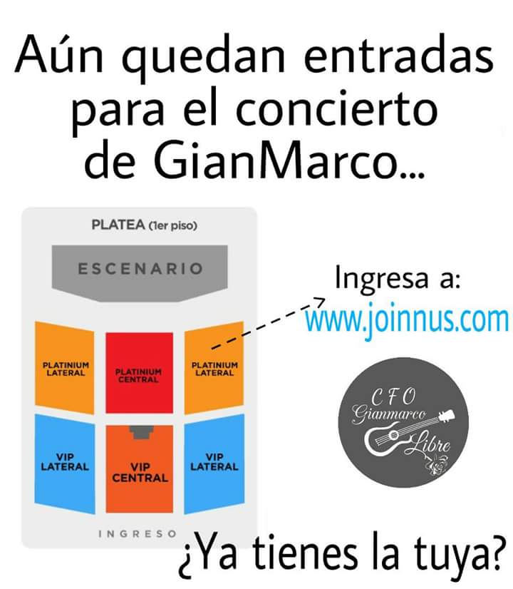 CFOGianMarcoPe's tweet photo. Familia le comentamos que aún quedan entradas para el concierto de nuestro @gianmarcomusica  así que no se queden sin disfrutar un show maravilloso lleno de magia.
Visiten : https://t.co/YCIoXOLP2G 
Adquiere tu entrada 😘 https://t.co/fDmKZHVc2U