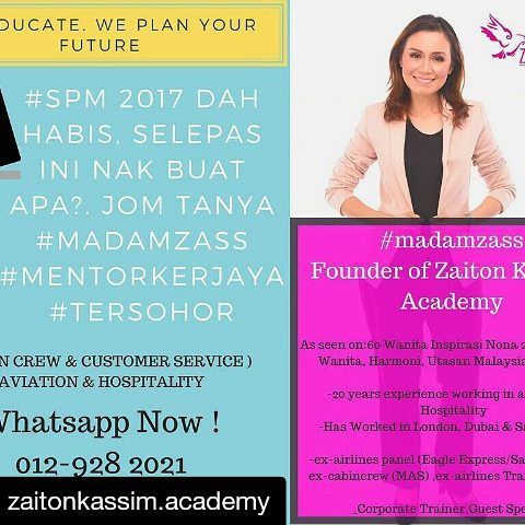 alleysportz's tweet photo. Hi apa khabar? #spm2017 dah nak habis.Lepas ini boleh merdeka. #madamzass ada buka kelas belajar selama #4bulan #softskillstraining, bagaimana nak bercakap dengan mahir dan Lancar. Bila dah confident bercakap boleh minta kerja #airlines #hotel #corporate #retails #customerservice https://t.co/WaYKO2vMsm