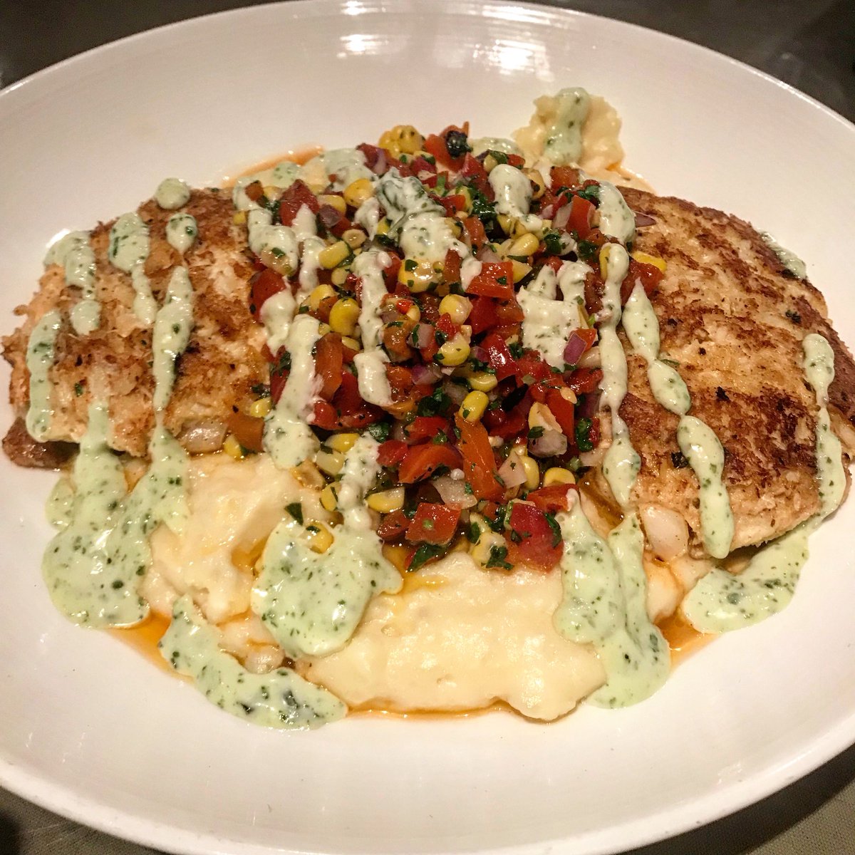 101Oceanbeach's tweet photo. Tonight’s special: Pan seared Crab cakes, fire roasted and corn salsa, mash potatoes with a basil aioli drizzle.  #101ocean #beachrestaurants #greatfood #funtimes #drinks #lauderdalebythesea #florida #southflorida #fortlauderdale #wiltonmanors #lighthousepoint #deerfieldbeach https://t.co/4vyAXMiko6