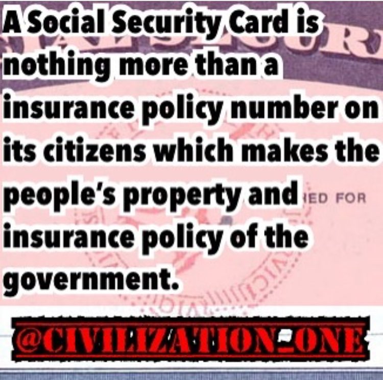 CivilizationOne's tweet photo. So true, we have all our “social security” to our government. Nothing is ours! Credit: @reincarnatedking1 #winner #c1 #civilizationrevolution #civilizationone #civilization_one #corruption #governmentcoverup #social #socialsecurity #security #privacy #noprivacy #property #card https://t.co/nS7r5F0tyX