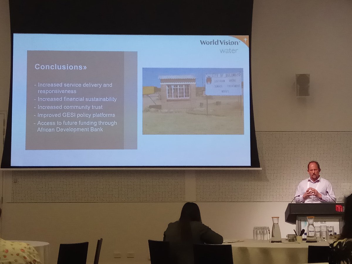 MikePoustie's tweet photo. @WorldVisionAus - Andrew Jalanski sharing at #WorldToiletSummit on how donor funds led to AfDB funding in Bulawayo, Zim. @dfat @wvwater https://t.co/uzamJyouEG