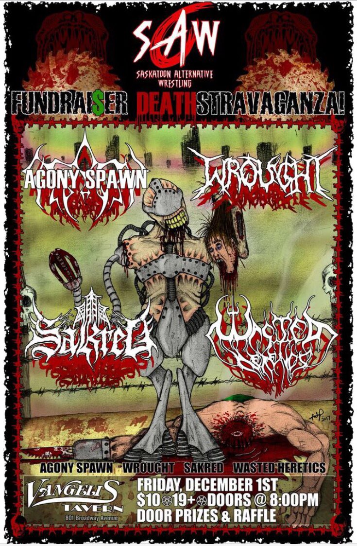 JordSmoose's tweet photo. This is going down Friday dec 1rst! My band Wrought Along side some deadly local death metal, this will be face meltery #saskatoonmetal #saskmetal #supportlocaldeathmetAl https://t.co/qK8icIMnpv