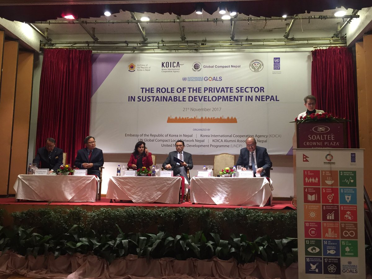 SophieKemkhadze's tweet photo. 2nd Conference on the Role of the Private Sector 4 Sustainable Development in #Nepal has started. @valeriejulliand reminding about #socialbusiness, #businesswithethics, &amp; how business can contribute 2 development #SDG #SDG17 #NepalBiz4SDGs @UN_Nepal https://t.co/Y98bpbPE9Q
