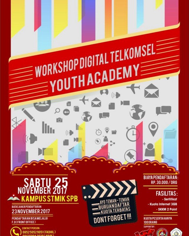 stmikspb's tweet photo. @BEMSPB bekerja sama dengan @Telkomsel mengadakan Workshop Digital Telkomsel Youth Academy. Ayo ikut dan meriahkan! https://t.co/TXQ6p5tR3m