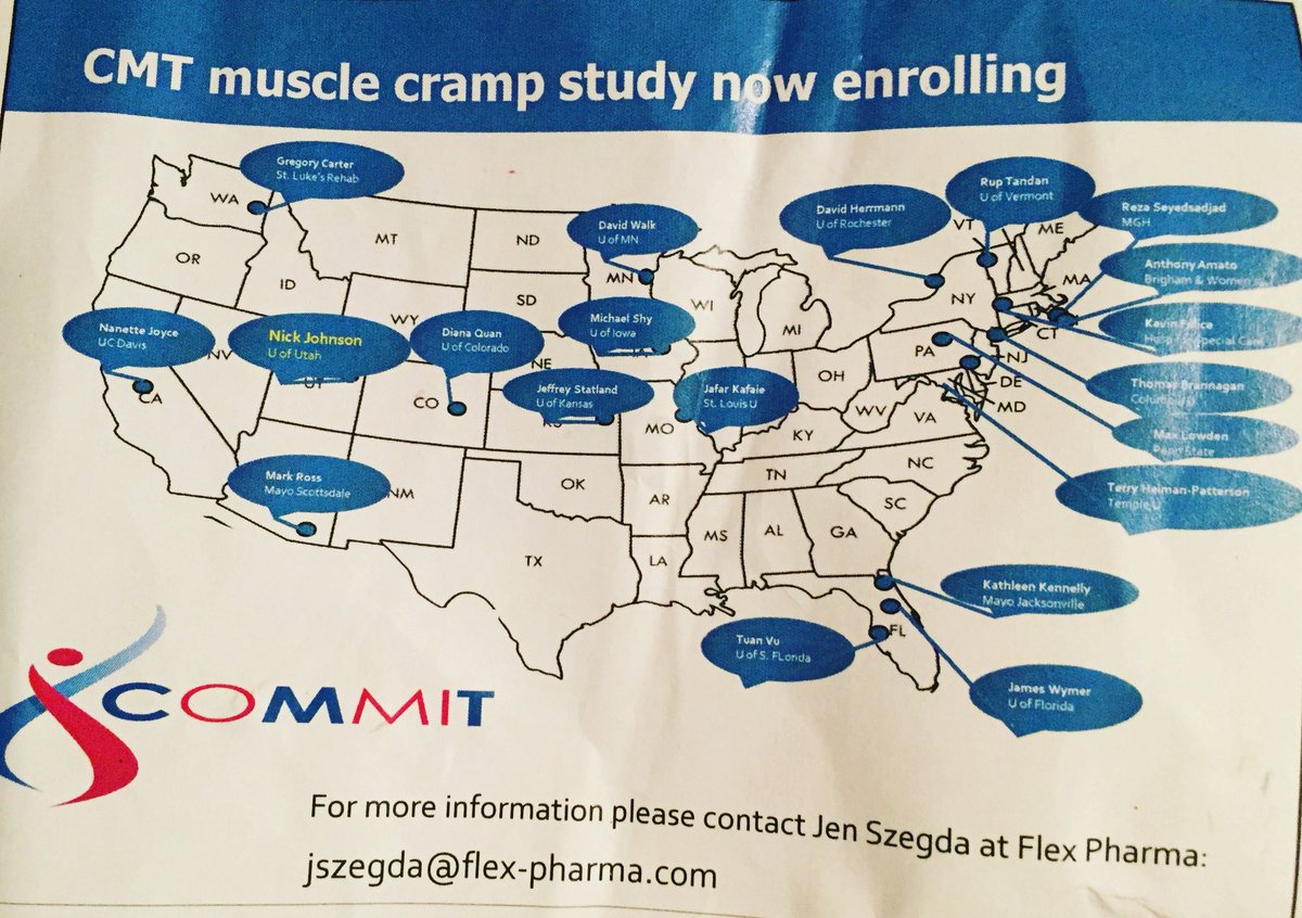 CMTNeuropathy's tweet photo. #CMT muscle cramp study now enrolling!! Please spread the word and retweet!! #CharcotMarieToothDisorder @flexpharma #Musclecrampstudy #Flexpharma #Commit #HNFforCMT https://t.co/G4Oy5Zc6xK
