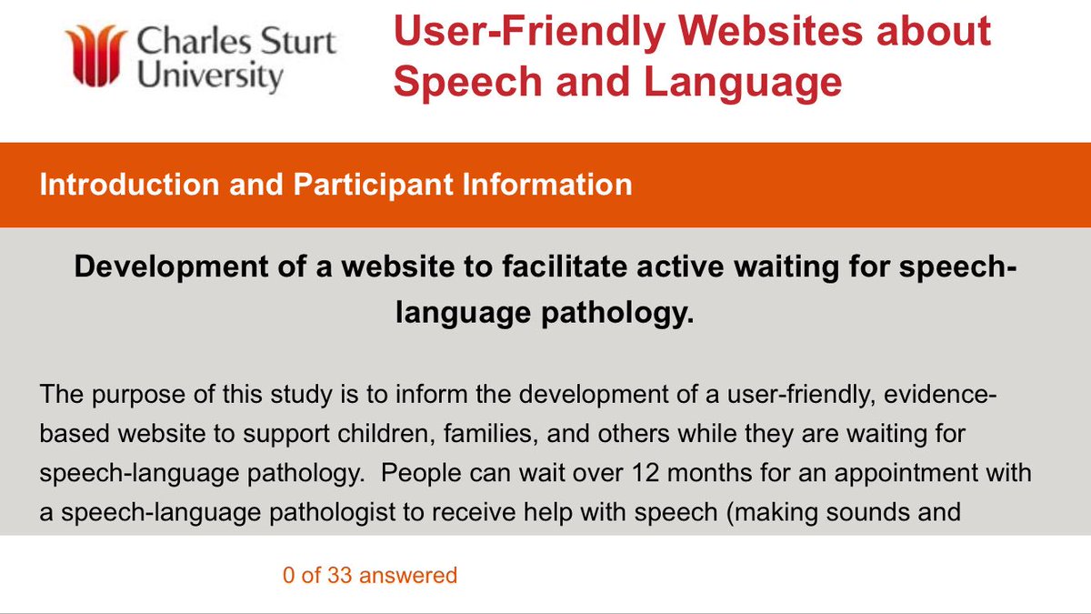 SharynneMcLeod's tweet photo. Please complete a brief ethics-approved survey about websites for waiting for speech therapy: https://t.co/m3vMdbRFQ5 #WeSpeechies #SLPeeps https://t.co/NBuCNwntmu