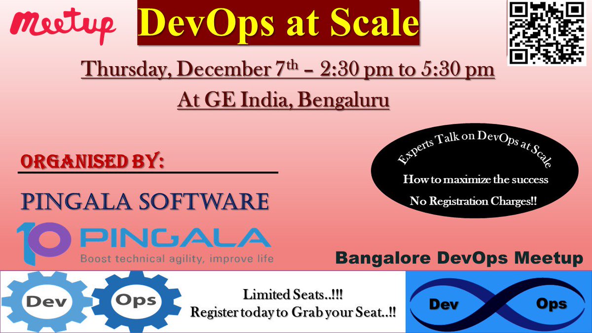 PingalaSoftware's tweet image. #DevOpsatScale is a different story..
How &amp;amp; What should be done...!!
Challenges &amp;amp; Solutions..!!

All about #DevOps at Scale from industry experts at #Bangalore 
Register today to book your seat....
#TuesdayThoughts #TuesdayMotivation #DevOps