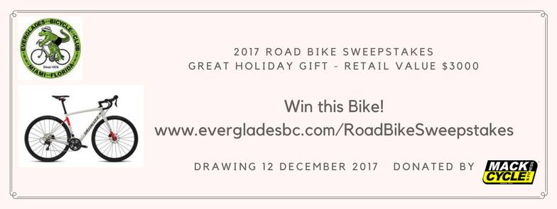 EvergladesBC's tweet photo. Are you dreaming of a "Bike" Christmas? 
If so, your dreams can come true if you enter EBC's 2017 Bike Sweepstakes!  Your $20 entry gives you a chance to win a Specialized Diverge Comp Carbon (donated by Mack Cycle) - the road bike that can go off-road! https://t.co/2yMSKPWuuS