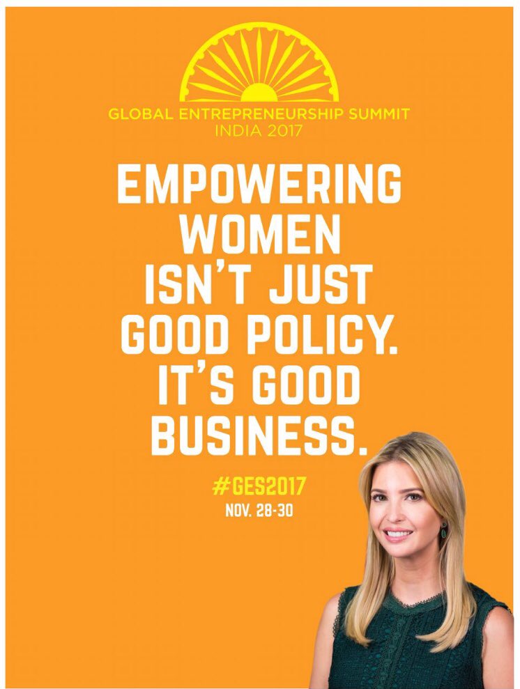 NITIAayog's tweet photo. India welcomes Advisor to the US President, Ms. @IvankaTrump who will lead the US delegation of #GES2017 to Hyderabad in just 7 days! https://t.co/WvLvpAHmeE