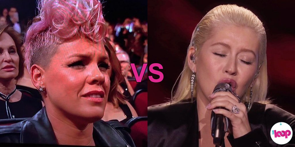 TheLoopAu's tweet photo. We will always love Whitney Houston but do you think @xtina deserved @Pink's stank face at the #AMAs?
Vote for your fave diva in this week's Loop Off!
#LoopOffChristina - Beautiful
#LoopOffPink - Stupid Girls https://t.co/VOxek8OSE5