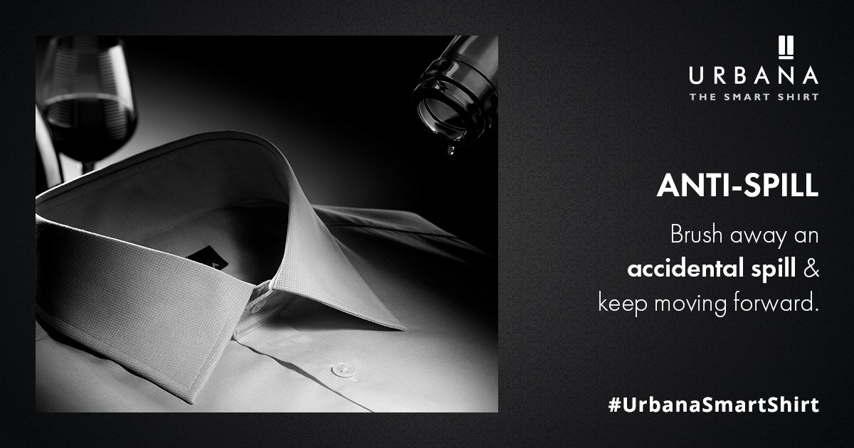 Urbana_IN's tweet photo. Don't let an accident slow you down. #Urbana #SmartShirts are enriched with NanoTex so you can simply brush off any accidental spill and keep moving forward comfortably. https://t.co/WLbdvBtBow https://t.co/krF0WUzLMs