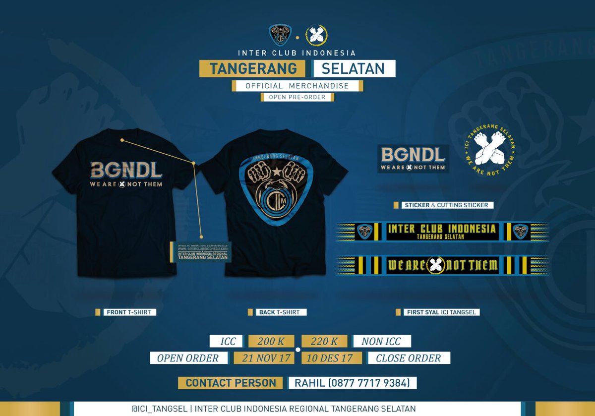 • PESAN &amp; DP (Minimal 100rb) : 21 November - 10 Desember 2017

• PRODUKSI : 11 Desember 2017 (2-3 Minggu tergantung kesibukan vendor)

#BGnDL
#WeAreNotThem
#OfficialMerchandise
#AvantiICI