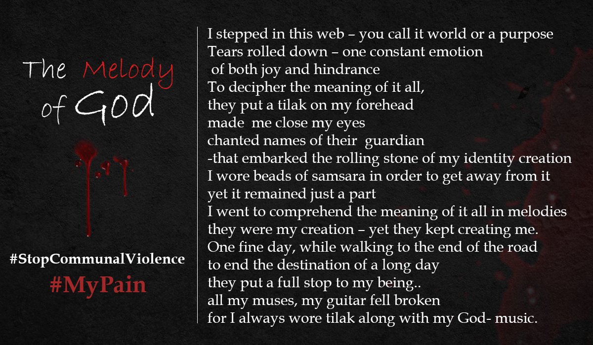 TSNARRATIVES's tweet image. THE MELODY OF GOD.
#StopCommunalViolence
#MyPain 
@AbbTakk @humanrightsasia @amnesty @WSJ @AP @dawn_com @shahzadmanglo @shafiburfat @Sbhutto1 @sheeraz_p @maryamkanwer @AliNoonari2 @abidifactor @Rohail_Laghari @KhiHumanRights @SaimaBhutto @FattahiShah @SForbes500 @NatashaFatah