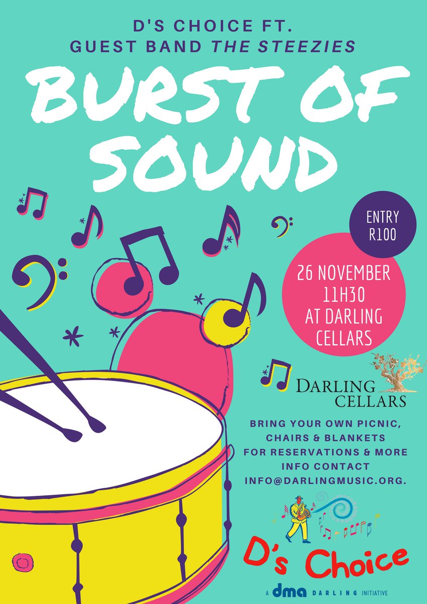 Join us this Sunday for a fun day in the Darling Cellars gardens with great music by D's Choice from the Darling Music For All, The Steezies &amp; award-winning wines!

Tickets available at the door