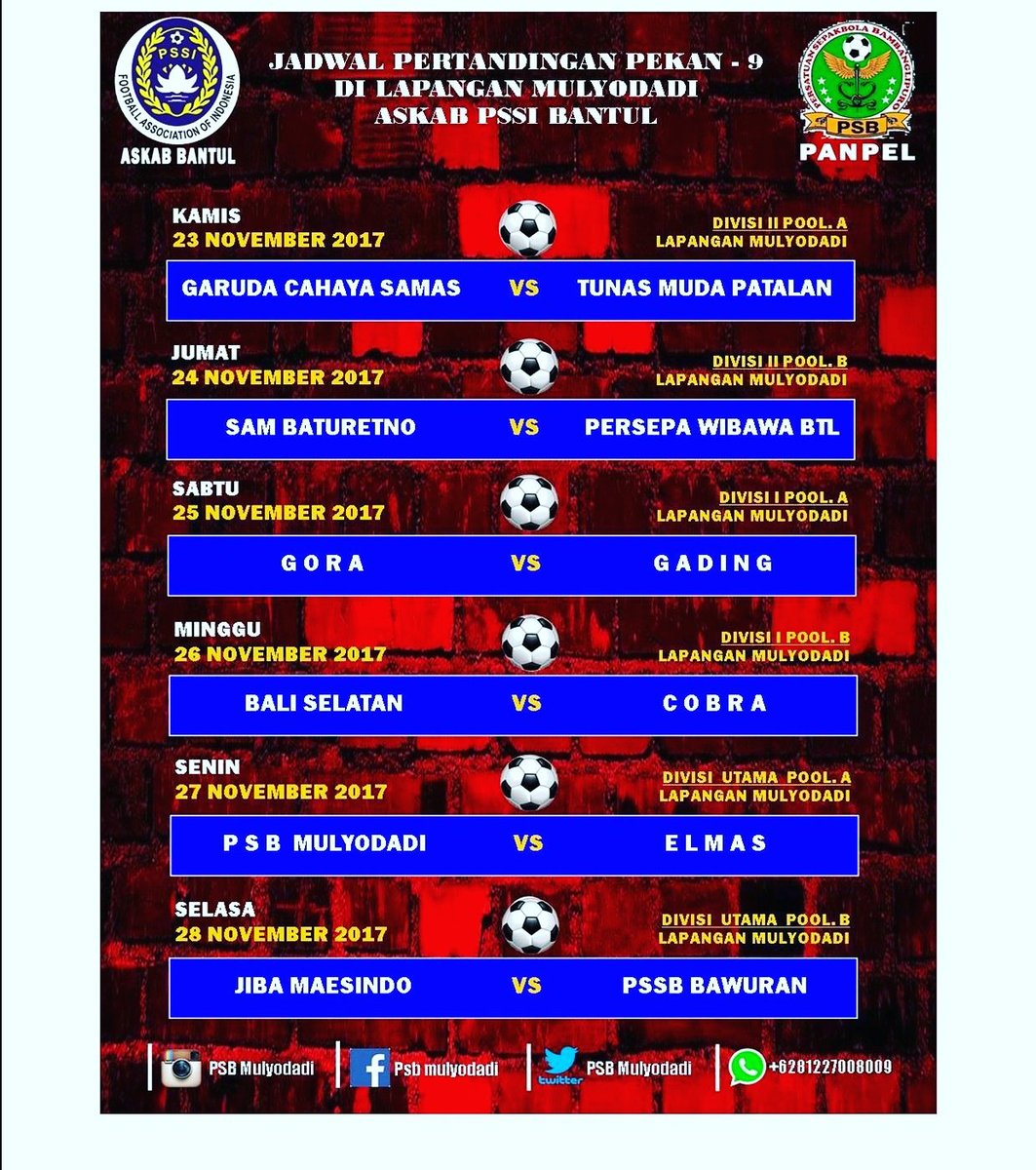 FC_PSB's tweet photo. JADWAL TERBARU 
KOMPETISI ASKAB BANTUL
DI LAP. MULYODADI https://t.co/bB0Equ8IOM