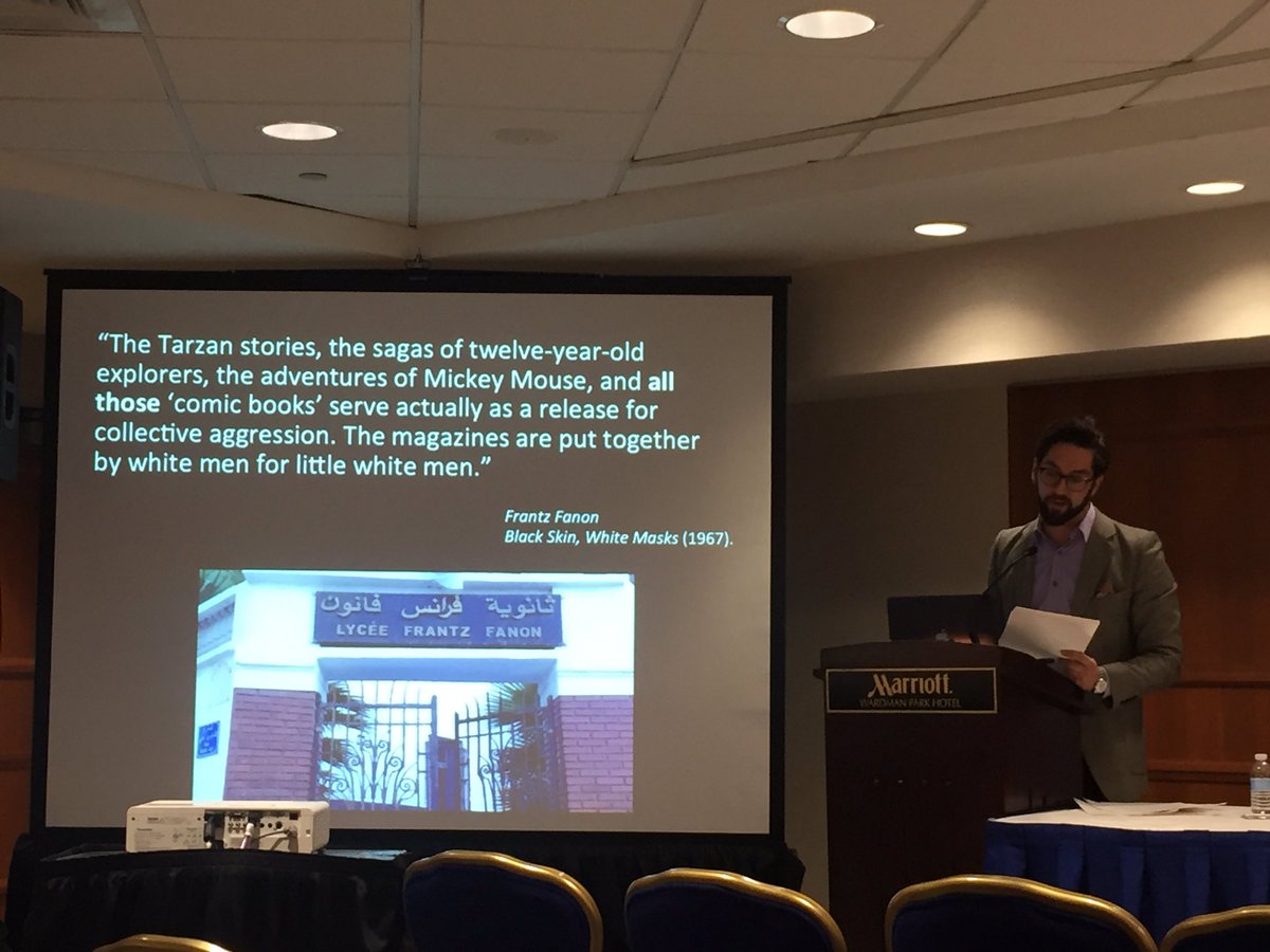 mideastXmidwest's tweet photo. Some snaps from @basildabh of #MESA2017 panel on the Politics of Youth Culture. I spoke about Fanon, Egyptian nationalism, &amp; Samir magazine. https://t.co/BXMN99gxof
