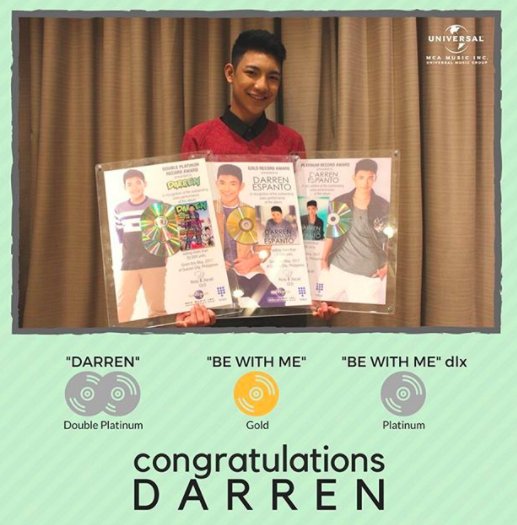 Astroplus1's tweet photo. CONGRATS!!! @Espanto2001 DOUBLE PLATINUM award for his album 'DARREN' which sold more than 30,000 units
GOLD for 'Be With Me'PLATINUM for 'Be With Me' Deluxe which has now sold more than 15,000 units :) 
#DBEST https://t.co/K6H9syIbp4