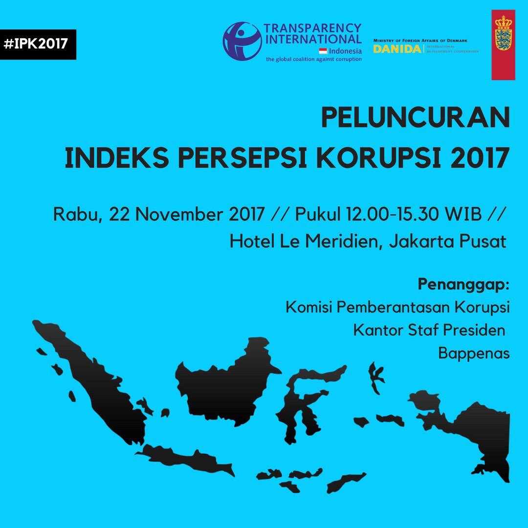 Halo, speakers! Ikuti Peluncuran Indeks Persepsi Korupsi 2017 dari <a href="/TIIndonesia/">Transparency International Indonesia</a> besok ya!