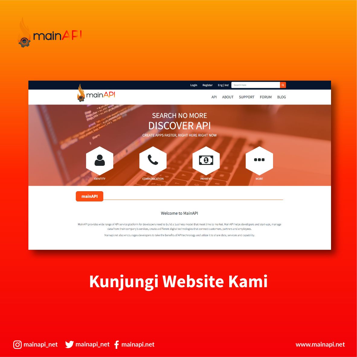 mainapi_net's tweet image. MainAPI tidak hanya memberikan kemudahan dalam membangun sebuah website, mainAPI juga mudah saat proses pendaftaran, penasarana? Mari kunjungu website mainAPI dan daftar langsung. Rasakan kemudahan dalam membangun sebuah website.