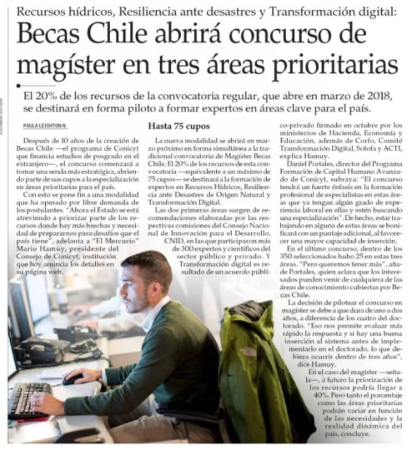 cmartinezf's tweet photo. #Becas #Chile abrirá concurso de magíster en tres áreas prioritarias https://t.co/q2y8gv3jHQ vía @ElMercurio_cl @MarioHamuy / Recursos hídricos, resilnecia ante desastres de origen natural y transformación digital https://t.co/uqE5RMP8DR