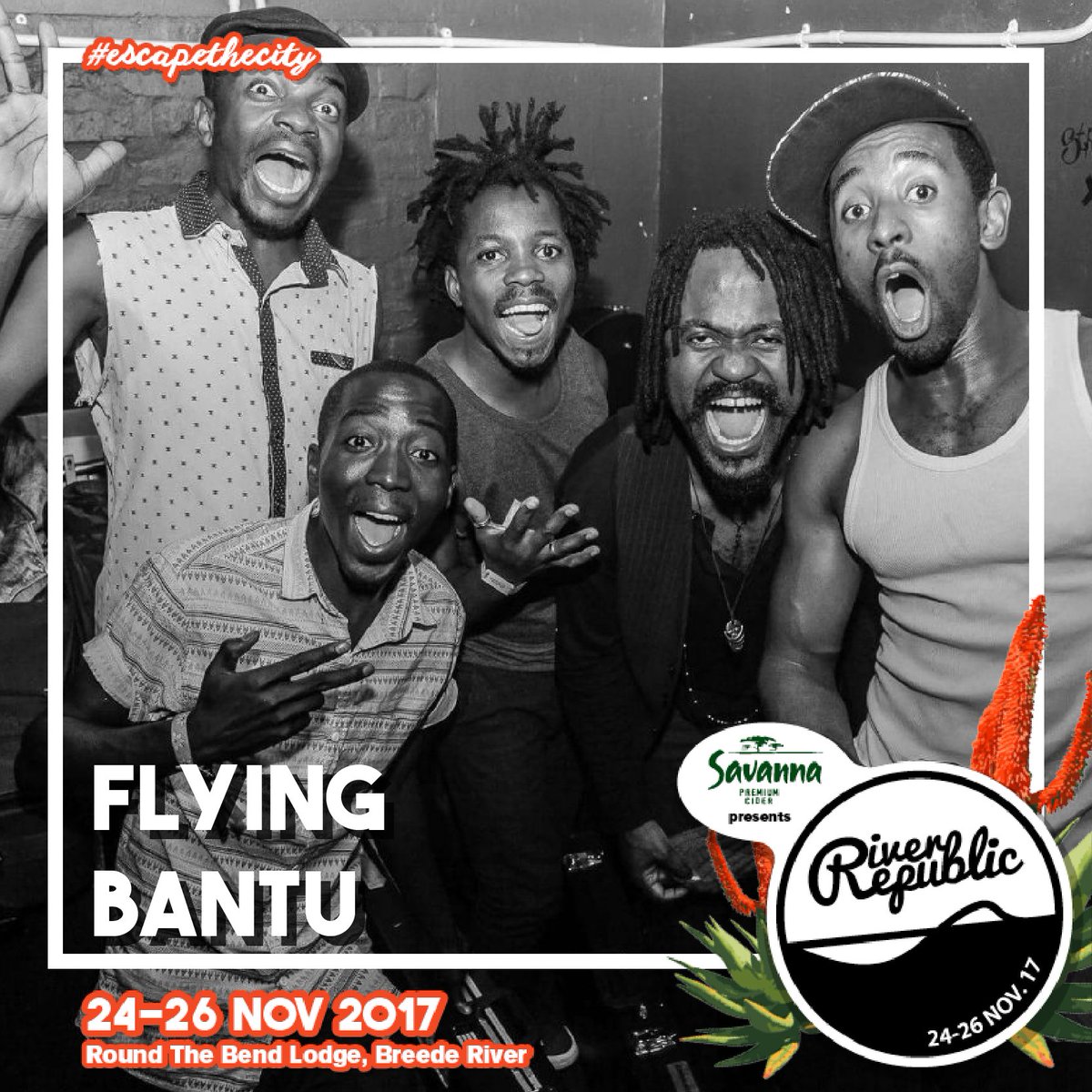 <a href="/astrafunk/">Astrafunk</a> <a href="/flyingbantuband/">#flyingbantu</a> - hailing from Zimbabwe - are joining us on Saturday for their last performance on South African soil before they head home. We’re excited to have them join us at #riverrepublic2017!