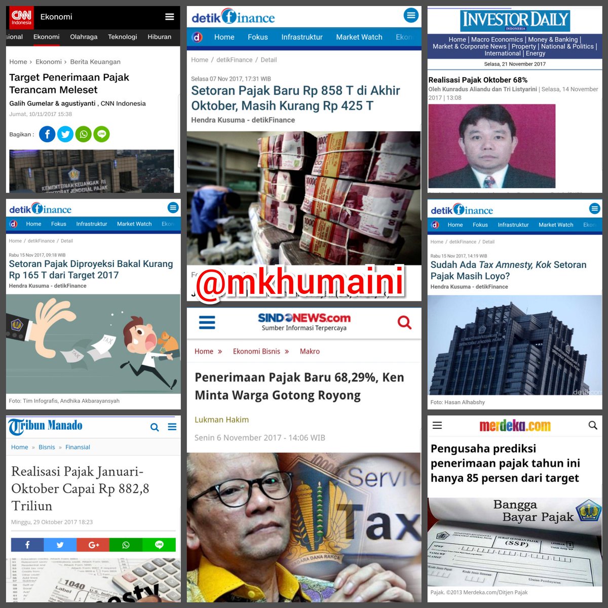 mkhumaini's tweet photo. Setoran Pajak Tekor, Utang Melambung (Rp 4.632 T).
Penerimaan Pajak Akhir Oktober Baru Rp 858 T, Masih Kurang Rp 425 T.
Kira-kira Apa yang Akan dilakukan Pemerintah Untuk Menutup Defisit Penerimaan Pajak? https://t.co/OWiVITnsYx
