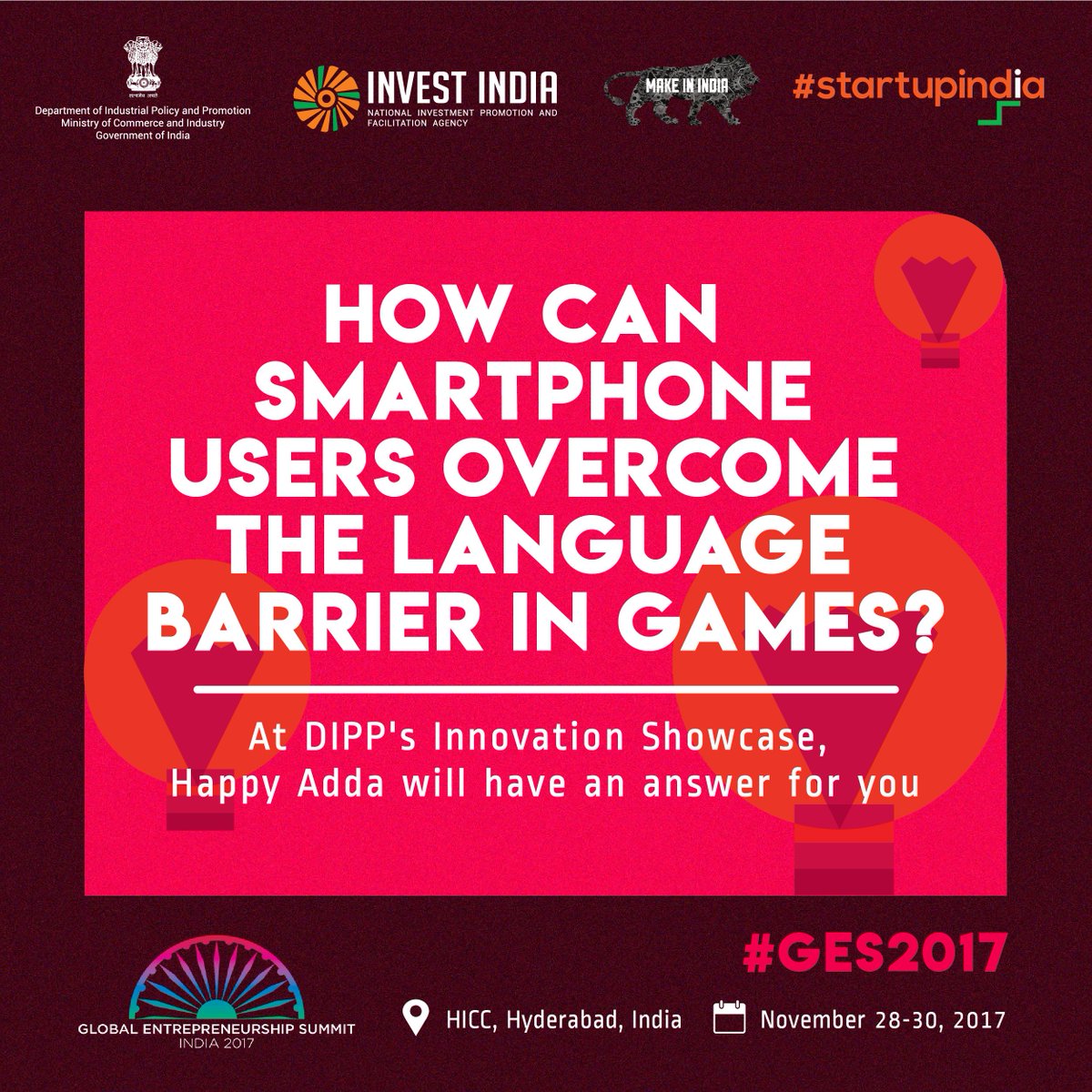 DPIITGoI's tweet photo. At #GES2017 DIPP’s innovation showcase will answer India’s biggest questions.@CimGOI @rabhishek1982 @amitabhk87 @sureshpprabhu @startupindia @investindia @makeinindia @NITIAayog https://t.co/1TwtqekaqX