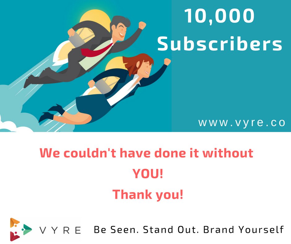 SwaayamC's tweet photo. Hey! We just crossed a HUGE milestone &amp; we have YOU to thank for it!

Keep getting Vyred to keep getting hired!

https://t.co/30KAq8ZSDN

#10k #10ksubscribers #thankyou #milestone #vyreme #vyrejobs #supertuesday #hiring #video #jobseeker #employer #subscribers #10kmembers https://t.co/DsCprh8lk0