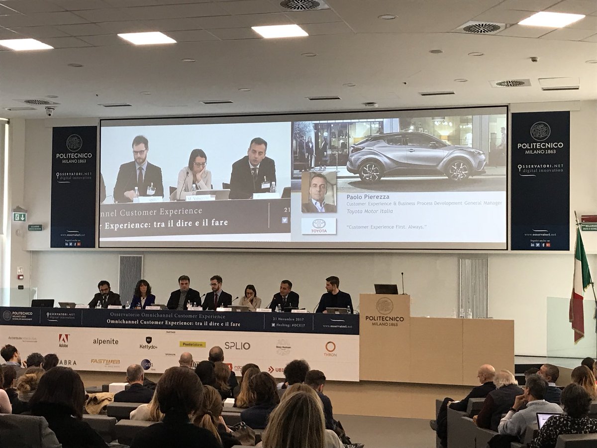 Osserv_Digital's tweet photo. #PaoloPierezza @toyota_italia automobile diventerà un momento di interazione con il cliente strategico #OCX17 #omnichannel #automotive https://t.co/4uEgOYeDpd