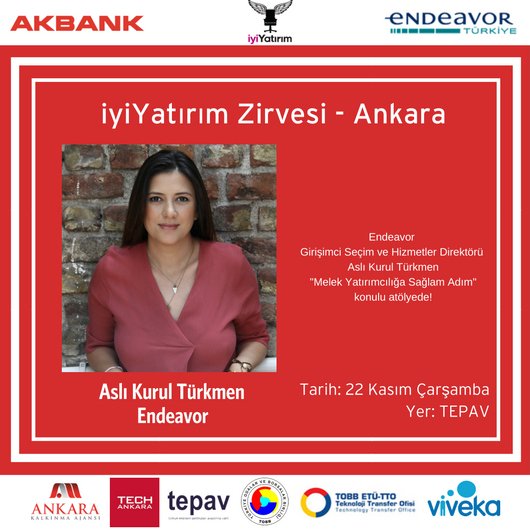 endeavor_turkey's tweet photo. Endeavor Girişimci Seçim ve Hizmetler Direktörü @kurulpier "Melek Yatırımcılığa Sağlam Adım" atölyesinde 22 Kasım Çarşamba günü #iyiYatırımZirvesi 'nde! Kayıt ve program detayları için https://t.co/O5E0TcIf1c @Akbank https://t.co/kVfJlQl0TR