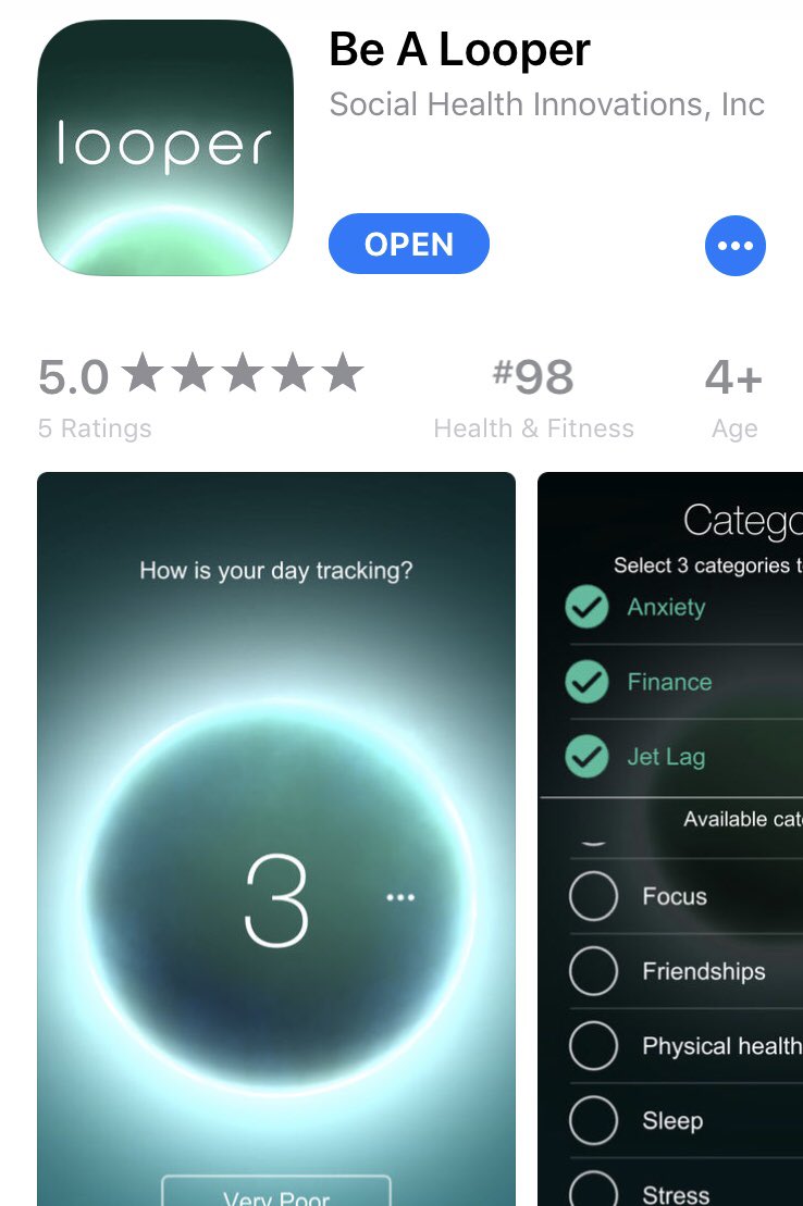 bealooperdotcom's tweet photo. Out of tens of thousands of #apps on the App Store, Looper has hit #98 in #Health and #Fitness in just 24 hours. Thank you everyone for sharing this important and life saving #mentalhealth check-in tool. No one should have to suffer alone. ❤️
https://t.co/xS2jMWYORh https://t.co/FysCAX2EHH