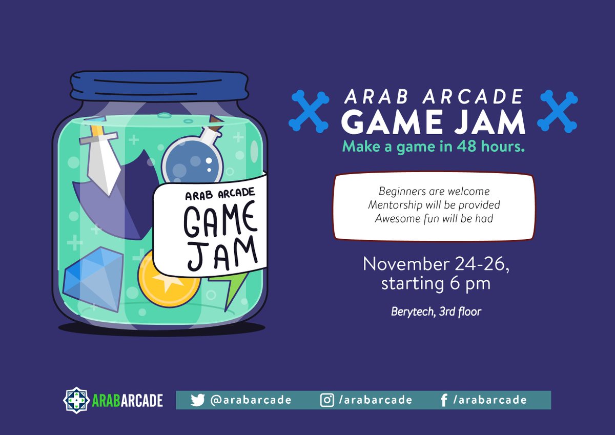 ArabArcade's tweet image. Hey all! Game Jam is happening this weekend and we want you to be there! 
Sign up here: goo.gl/forms/GF5LYNKd…