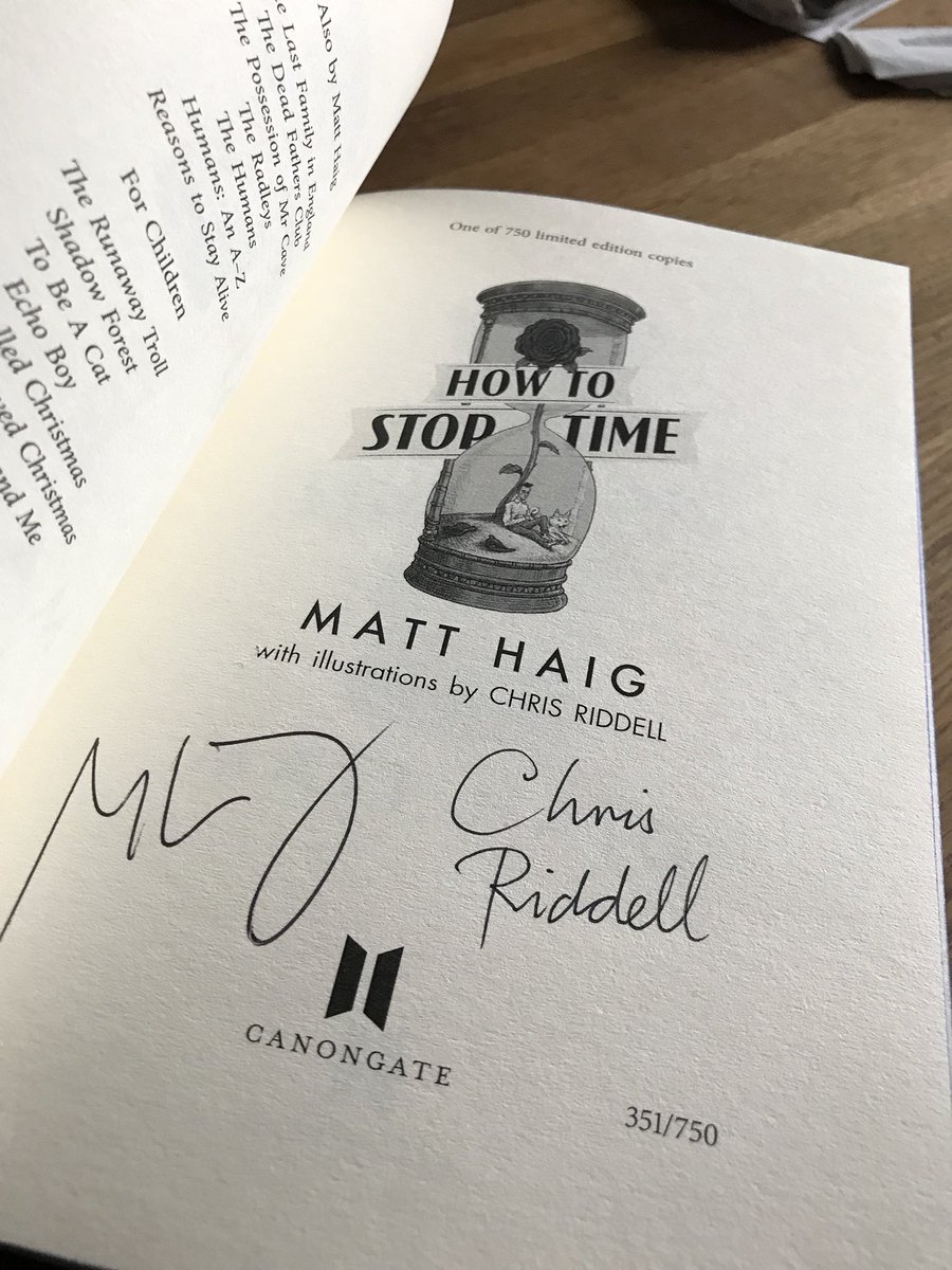 I inhaled, as if the next sentence was something to swim under.

What an incredible sentence. Think I’m gonna like this a lot, and not least for Chris Riddell’s stupendous illustrations. #whenigrowupiwannabematthaig #matthaig #howtostoptime #illustratededition