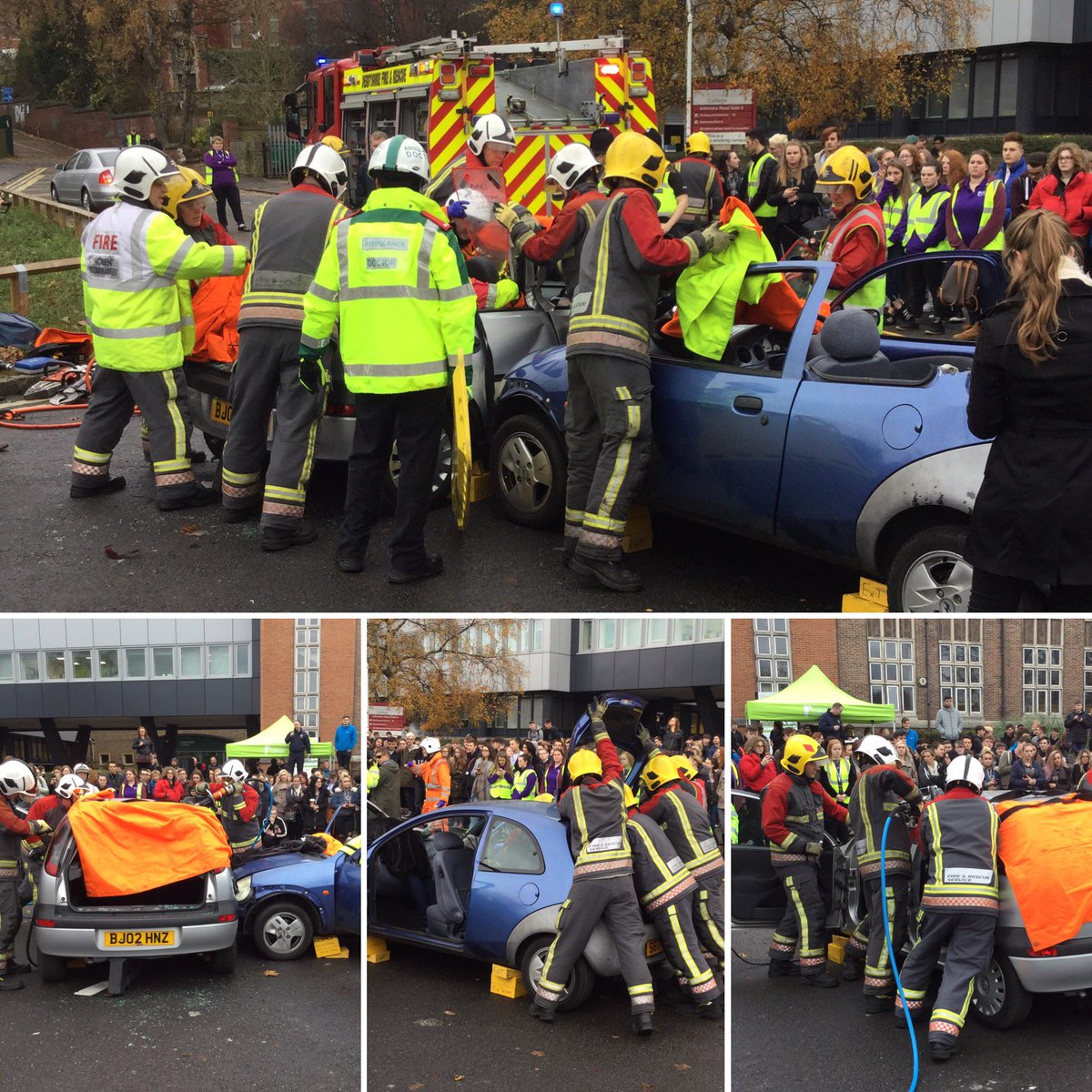 ChesterfieldAC's tweet image. Great to see our students getting involved in the #Dying2Drive event. Working alongside @DerbyshireFRS, the ambulance service, doctors and @DerbysPolice, students helped to stage an emergency response to raise awareness of the dangers of using a mobile whilst driving #RaodSafety