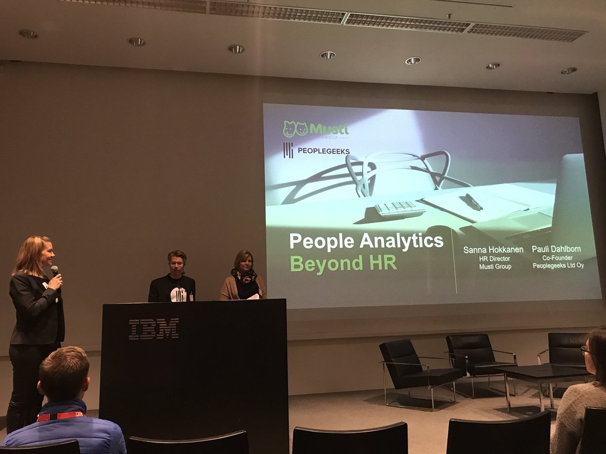 ToivoVaje's tweet photo. Next up @SannaHok &amp; @PauliDahlbom presenting People Analytics Beyond HR from @mustijamirri #pplgeeks #analytics #HR #DataDriven https://t.co/3hR8iUeD43