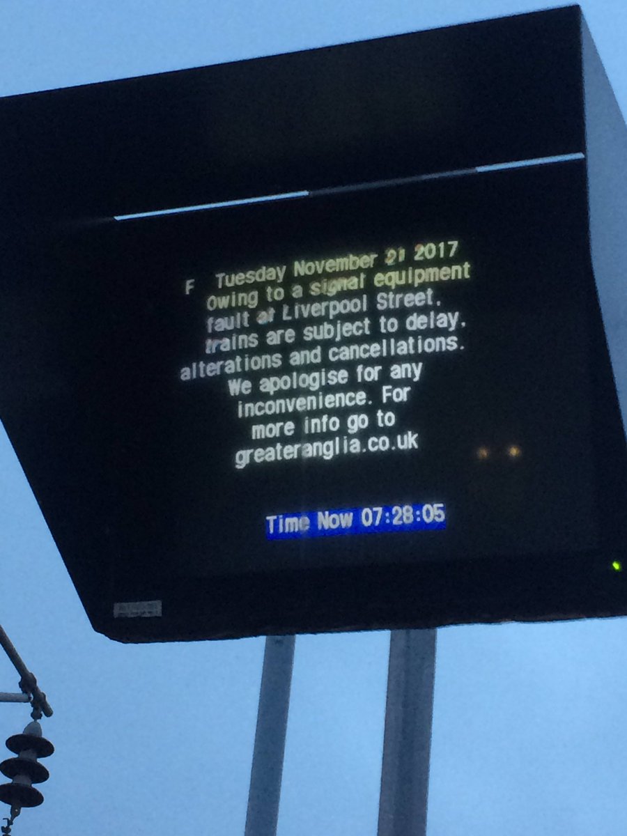 The 7.25 from Whittlesford was cancelled again due to signal failure. Cancellations and delays are happening too often <a href="/greateranglia/">Greater Anglia</a>