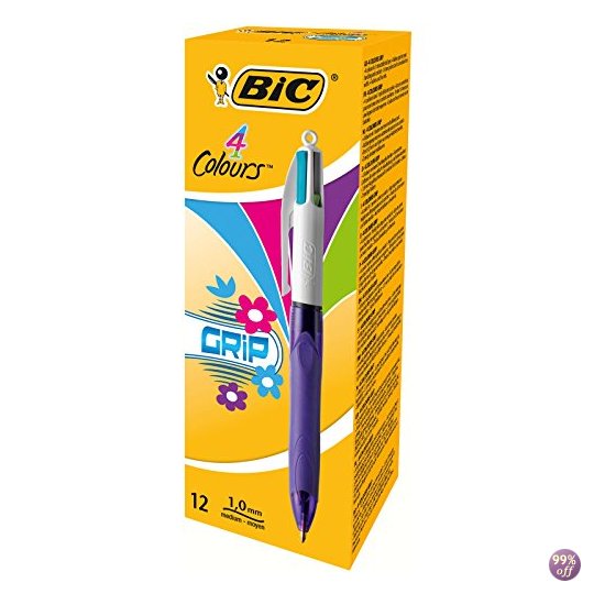 bask.yt/?u0S2K For only £35.78 BUY #OfficeSupply BiC 4 Colours Grip Fashion Ballpoint Pens  #