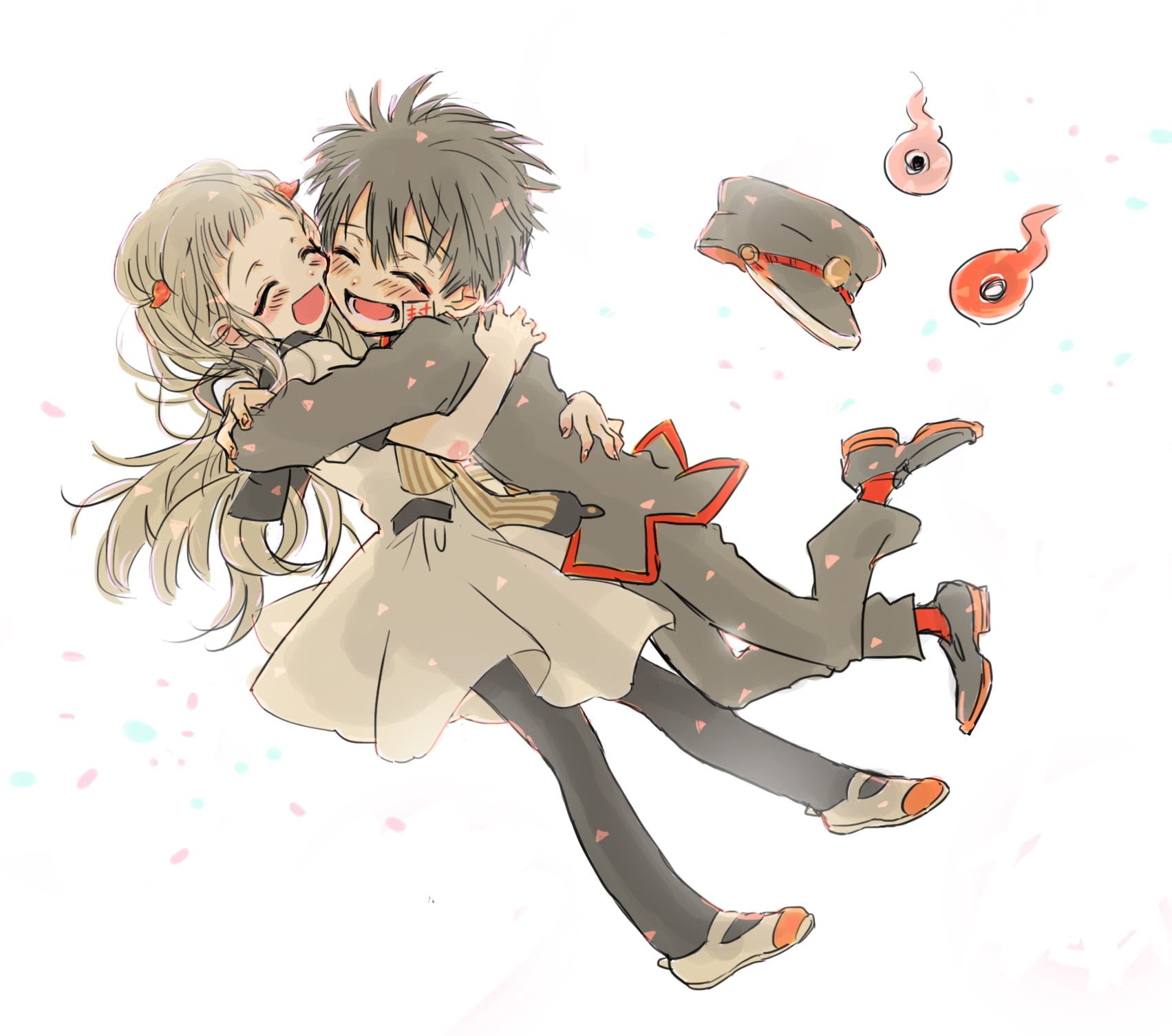 Kana お題箱より 満点の笑顔で飛び付くように抱きつく花子くんとそれを受け止める寧々ちゃん です お寧々はいつもなら照れたりびっくりした顔でしょうけど ふたりが幸せになる願いをこめて笑顔で迎えさせました 素敵なお題ありがとうございました