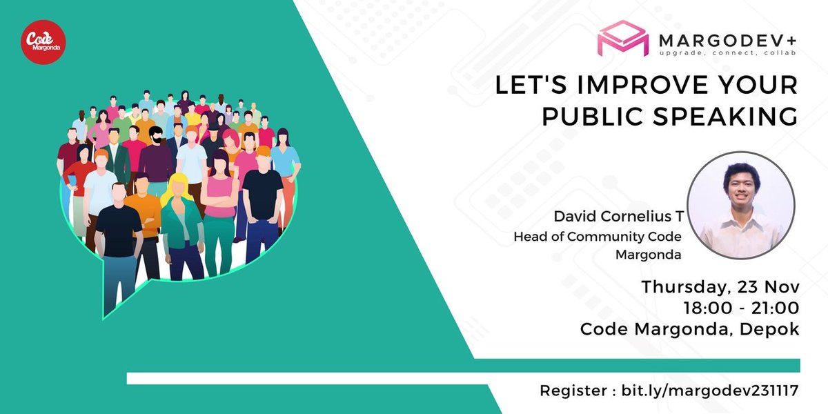CodeMargonda's tweet photo. Jarang2 nih #MargoDev belajar tentang Public Speaking. Ayo, guys join...
#Event #Smartcity #Coworking https://t.co/Y60zM0XKs7