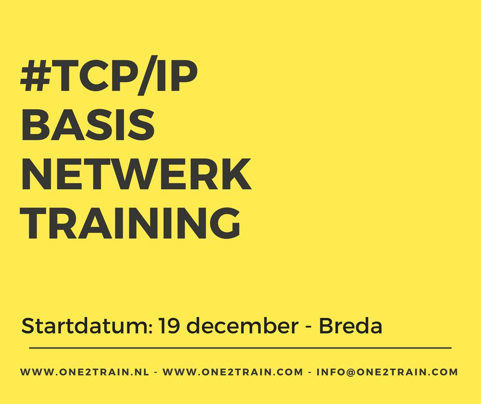 De #TCP/IP training is verzet van 18 december naar 19 december. Nog enkele plaatsen beschikbaar in #Utrecht. bit.ly/2fHnsOC #startgarantie #basiskennis #netwerken